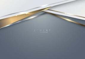 Abstract white and golden stripes geometric shapes with shiny gold and silver lines on gray background vector