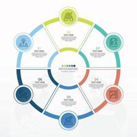 Basic circle infographic template with 6 steps. vector