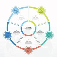 Basic circle infographic template with 5 steps. vector