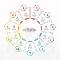 Basic circle infographic template with 11 steps. vector