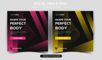 fitness gym social media post and web banner design vector