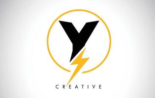 Y Letter Logo Design With Lighting Thunder Bolt. Electric Bolt Letter Logo vector