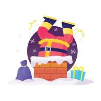 Santa Stuck chimney vector