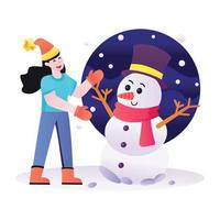 Snowman and ice doll vector