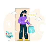 reseñas de compras y productos vector