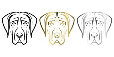 arte lineal de la cabeza de perro gran danés. Buen uso de símbolo, mascota, icono, avatar, tatuaje, diseño de camiseta, logotipo o cualquier diseño que desee. vector