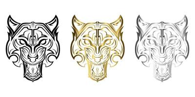 arte lineal de cabeza de tigre. Buen uso de símbolo, mascota, icono, avatar, tatuaje, diseño de camiseta, logotipo o cualquier diseño que desee. vector