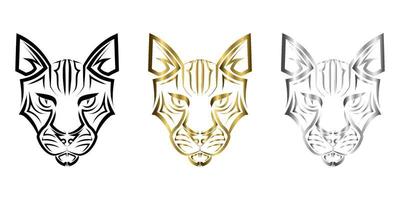 arte lineal de cabeza de gato. Buen uso de símbolo, mascota, icono, avatar, tatuaje, diseño de camiseta, logotipo o cualquier diseño que desee. vector