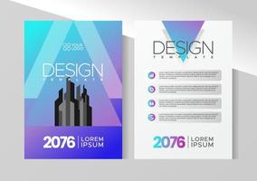 Flyer brochure design, business cover size A4 template, geometric triangle blue color vector