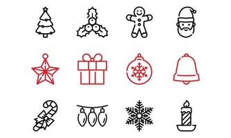Christmas Xmas Icon Set in Outline Style Vol 1 vector