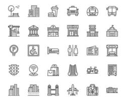 elementos iconos de la ciudad y la calle, parque, ciudad, edificio, vector