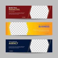 Corporate banners template with place for photo. Modern abstract web banners ads. vector design