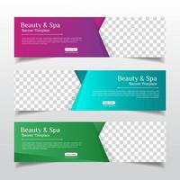 Beauty and spa web banner with place for photo. Horizontal Layout template. Business Ad banner. Vector EPS 10