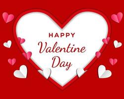 Diseño de tarjeta de felicitación del día de San Valentín en estilo de corte de papel. diseño de vectores de San Valentín. banner de san valentín, cartel de san valentín