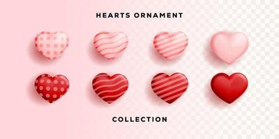 set of realistic heart shape for ornament valentine day. red hearts, pink heart. isolated vector design