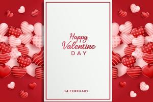 valentine day hearts background with frame. happy valentine with copy space area. vector banner poster valentine design