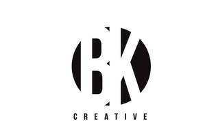 BK B K White Letter Logo Design with Circle Background. vector