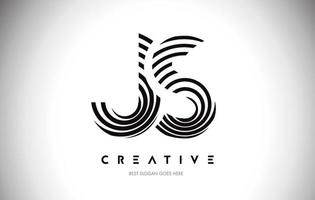 JS Lines Warp Logo Design. Letter Icon Made with Circular Lines. vector