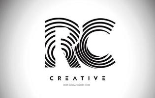 RC Lines Warp Logo Design. Letter Icon Made with Circular Lines. vector