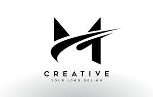 Creative M Letter Logo Design with Swoosh Icon Vector. vector