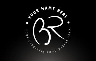 BR Handwritten Letters Logo Design with Circular Letter Pattern. Creative Handwritten Signature Logo Icon vector