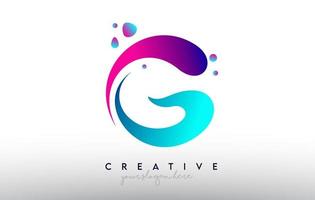 G Letter Design Logo. Rainbow Bubble Gum Letter Colors with Dots and Fluid Colorful Creative Shapes vector
