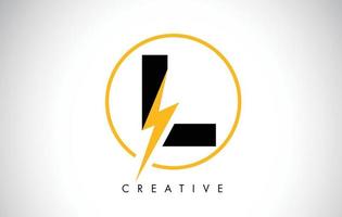 Diseño de logotipo de letra l con perno de trueno de iluminación. logotipo de letra de perno eléctrico vector
