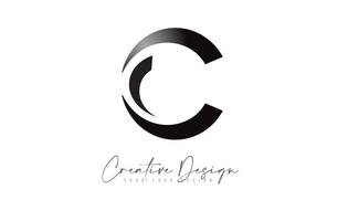 Diseño de logotipo de letra c con colores negros y vector de diseño de corte creativo