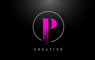 Pink P Brush Stroke Letter Logo Design. Pink Paint Logo Leters Icon. vector