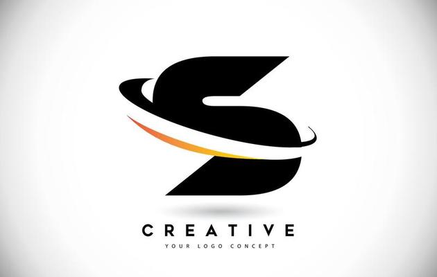 Letter S Swoosh Logo With Creative Curved Swoosh Icon Vector.