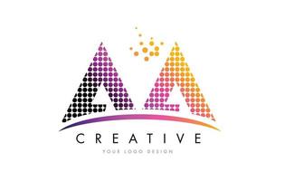 AA A Letter Logo Design with Magenta Dots and Swoosh vector