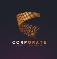 logotipo abstracto corporativo con cuadrados dorados rotos vector