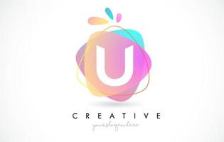 U Letter Logo Design with Vibrant Colorful Splash rounded shapes. Pink and Blue Orange abstract Design Letter Icon Vector. vector