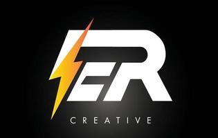 ER Letter Logo Design With Lighting Thunder Bolt. Electric Bolt Letter Logo vector