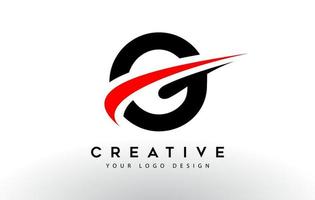 Black And Red Creative G Letter Logo Design with Swoosh Icon Vector. vector