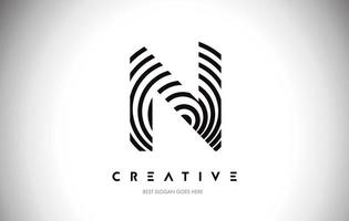 N Lines Warp Logo Design. Letter Icon Made with Circular Lines. vector