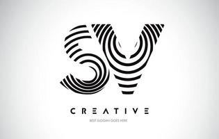SV Lines Warp Logo Design. Letter Icon Made with Circular Lines. vector