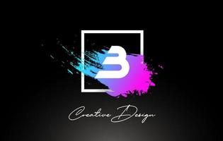 B Artistic Brush Letter Logo Design in Purple Blue Colors Vector