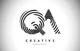 QA Lines Warp Logo Design. Letter Icon Made with Circular Lines. vector