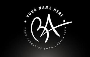 BA Handwritten Letters Logo Design with Circular Letter Pattern. Creative Handwritten Signature Logo Icon vector