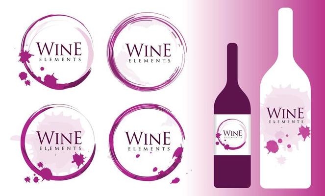 Wine Logo with Stains and Splashes.