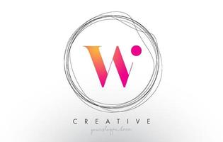 Artistic W Letter Logo Design With Creative Circular Wire Frame around it vector