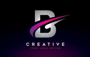 Creative B Letter Logo Design with Brush Swoosh Icon Vector. vector