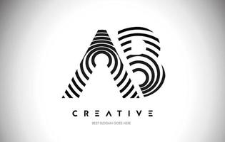 AB Lines Warp Logo Design. Letter Icon Made with Circular Lines. vector