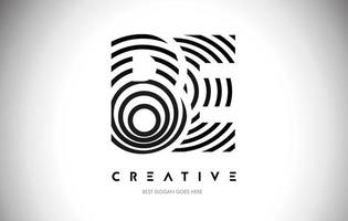 BE Lines Warp Logo Design. Letter Icon Made with Circular Lines. vector
