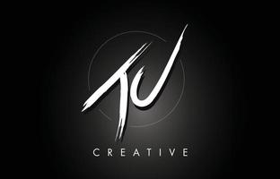 JC J C Brushed Letter Logo Design with Creative Brush Lettering Texture and Hexagonal Shape vector