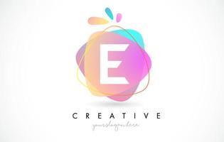 E Letter Logo Design with Vibrant Colorful Splash rounded shapes. Pink and Blue Orange abstract Design Letter Icon Vector. vector