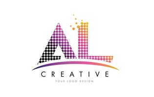 AL A L Letter Logo Design with Magenta Dots and Swoosh vector