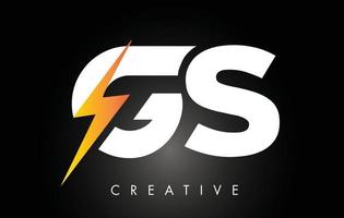 GS Letter Logo Design With Lighting Thunder Bolt. Electric Bolt Letter Logo vector