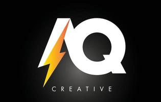 AQ Letter Logo Design With Lighting Thunder Bolt. Electric Bolt Letter Logo vector